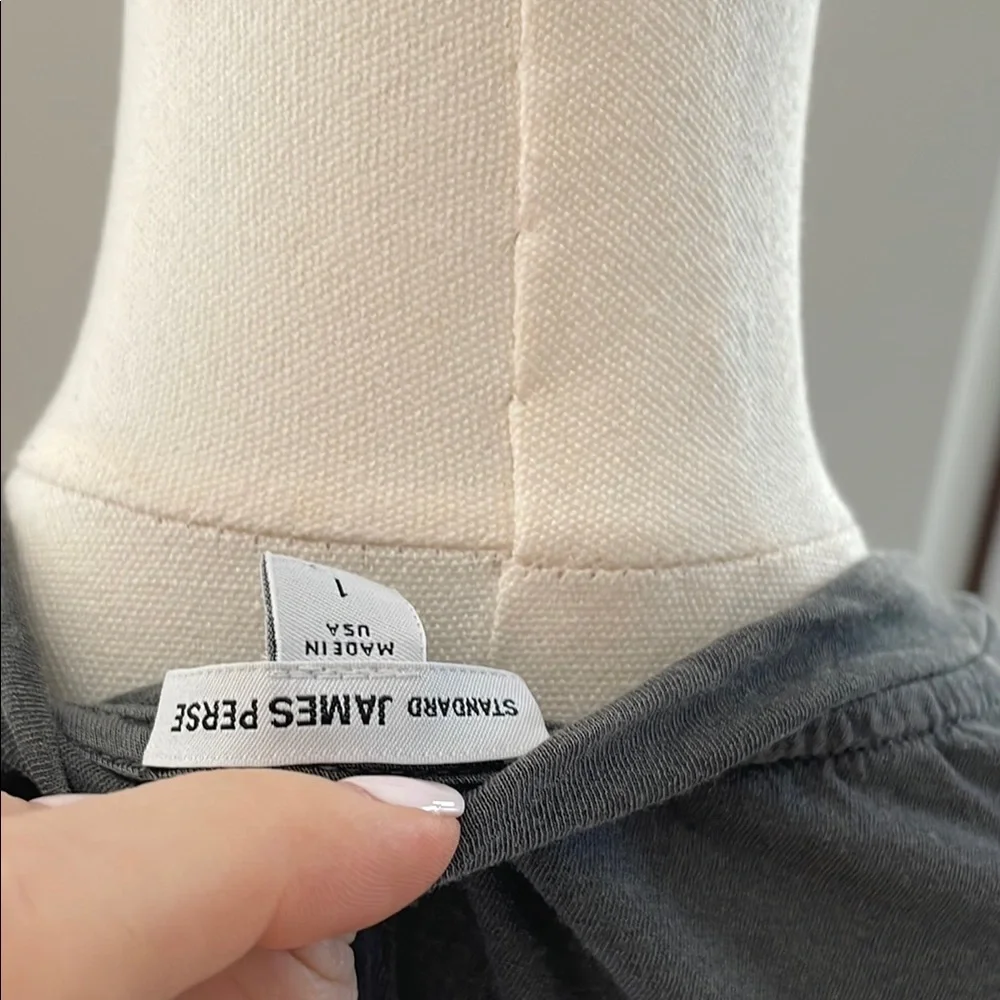 James Perse Size 1 Small EUC Classic Gray Asphalt V-Neck Top Cotton Shirt - Picture 8 of 10